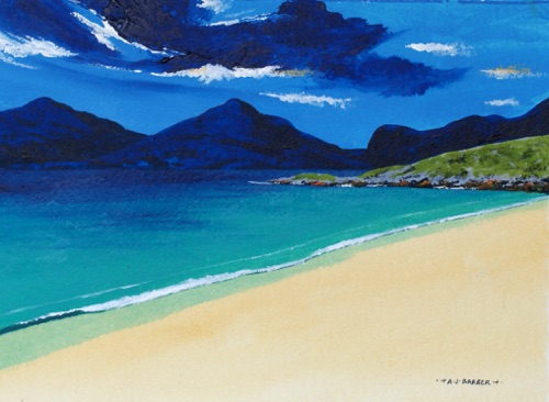 Luskentyre beach
12" x 9"
Acrylic
Mounted and framed to 18" x 14"
£475
